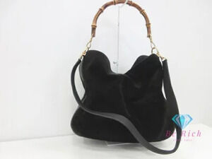Gucci Handbag shoulder bag Bamboo handle Black leather tote